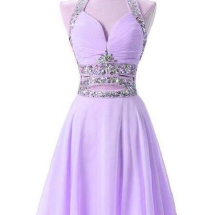 Sexy Lavender Chiffon Short Homecoming Dresses