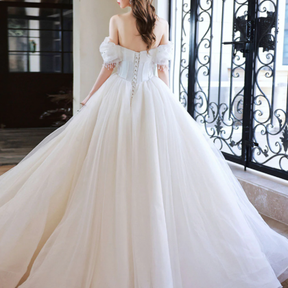 Cute Sweetheart Neck Princess Long Wedding Dresses