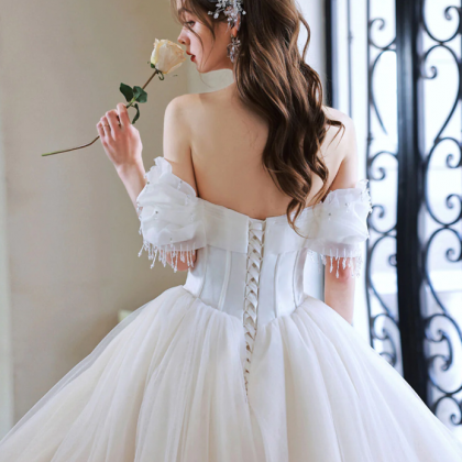 Cute Sweetheart Neck Princess Long Wedding Dresses