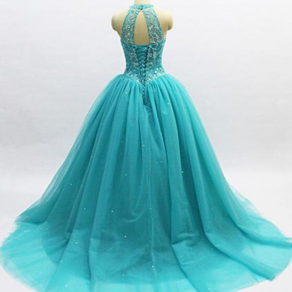 Princess Open Back Beaded Crystal Quinceanera..