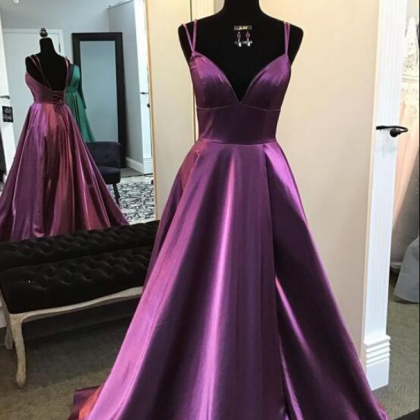 Empire Plum Long Stain Prom Dresses