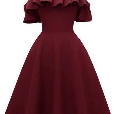 Simple A-line Wine Red Chiffon Homecoming Dress