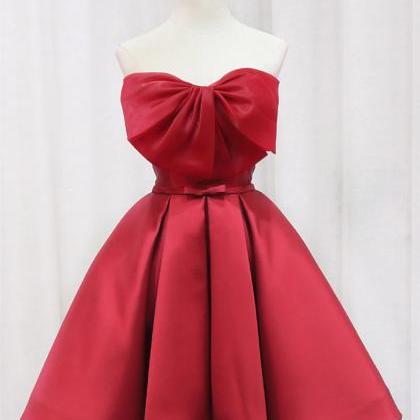 Enchanting Ruby Cocktail Dress With Bow Accent