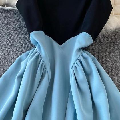 A-line Blue Short Fashion Dress