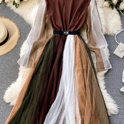 Stylish A-line Tulle Long Sleeve Fashion Dress