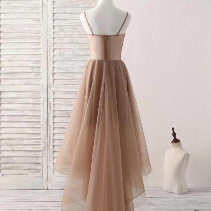 High Low Champagne Short Prom Dresses,homecoming..