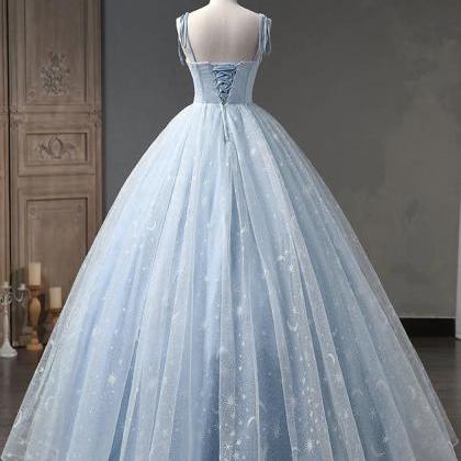 Enchanted Blue Starlight Tulle Ball Gown