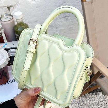 Cute Textured Double Handle Square Bag Women..