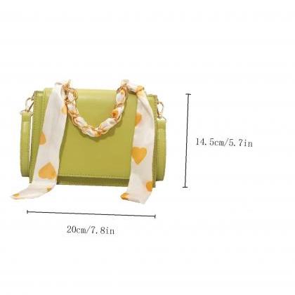 Sweet Twilly Scarf Decor Flap Square Bag For Women