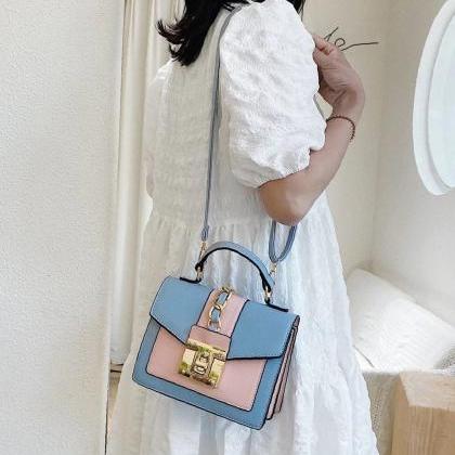 Chic Pastel Blue And Pink Crossbody Bag