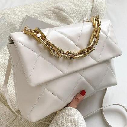 Charming Quilted Flap Chain Square Bag