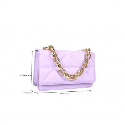 Cute Purple Stitch Detail Chain Square Bag