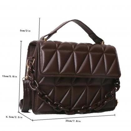 Sweet Brown Minimalist Chain Flap Square Bag