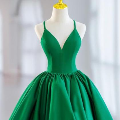 Cute Green Satin Short Prom Dresses