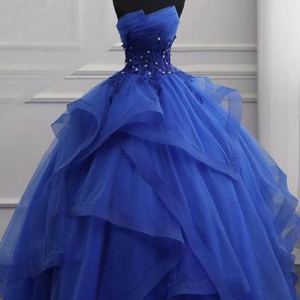 Enchanting Sapphire Tulle Ball Gown