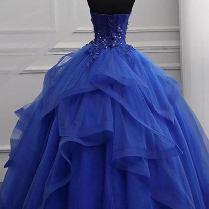 Enchanting Sapphire Tulle Ball Gown
