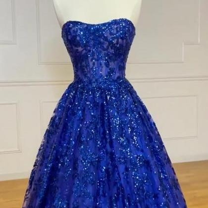 Sapphire Sparkle Tulle Evening Dress