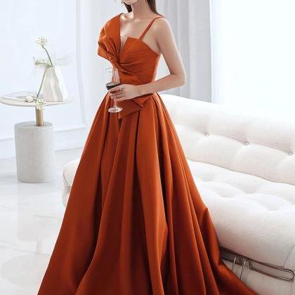 Simple A Line Orange Stain Prom Dresses