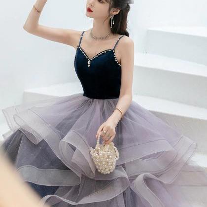 Princess A Line Purple Tulle Prom Dress With..