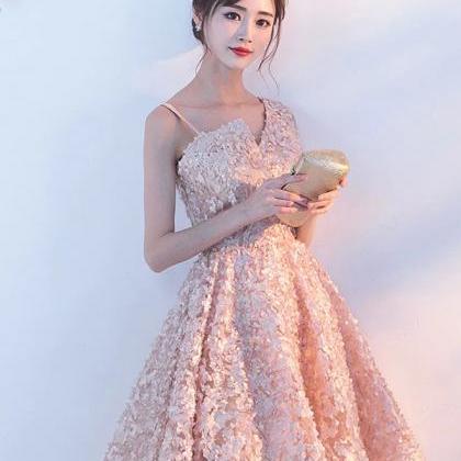 Pretty A Line One Shoulder Short Lace Prom Dress,..