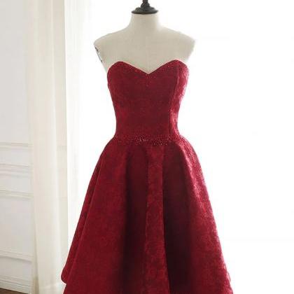 Sweetheart Lace Short Burgundy Homecoming Dress
