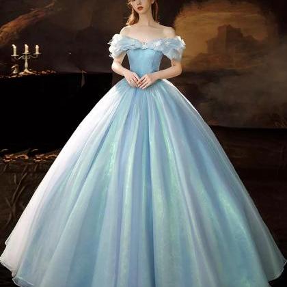 Princess Off The Shoulder Organza Butterfly Blue..