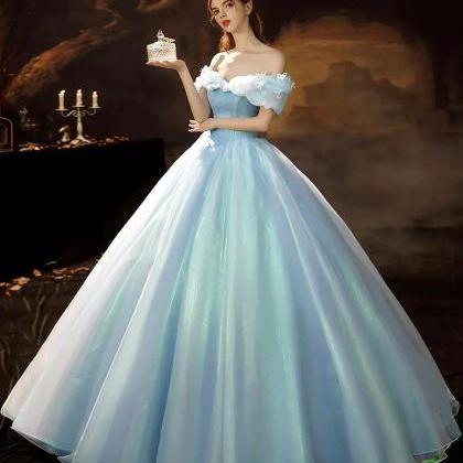 Princess Off The Shoulder Organza Butterfly Blue..