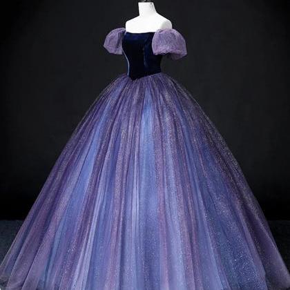 A-line Purple Majestic Midnight Starlight Gown