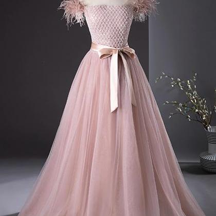Lovely Pink Off The Shoulder Evening Party Dress..
