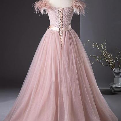 Lovely Pink Off The Shoulder Evening Party Dress..