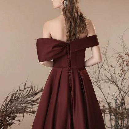 One-Shoulder Wine Gown