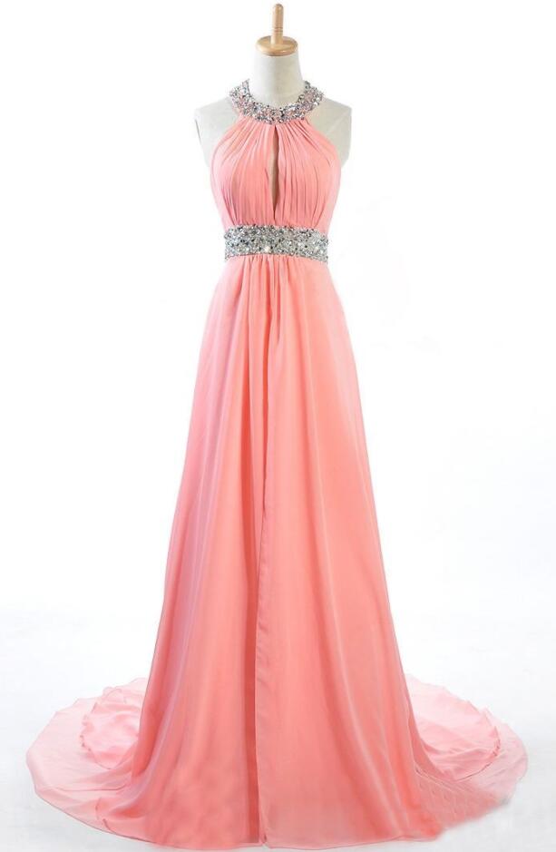 Sexy Prom Dress, Long Prom Dress, Backless Prom Dress, Formal Prom Dress ,chiffon Prom Dress, Blush Pink Prom Dress
