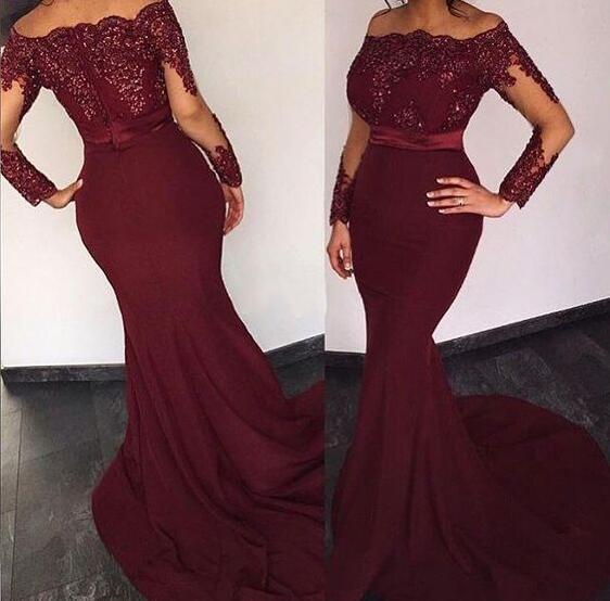 long burgundy mother of the bride dress