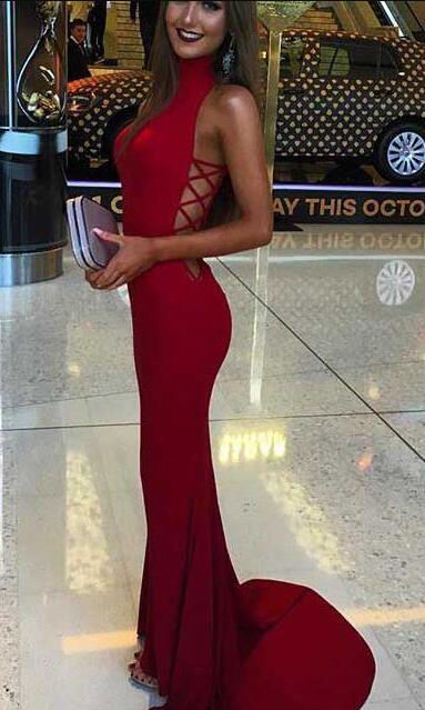 Sexy prom Dress,Backless Cheap Prom Dress,Sexy Red Formal Prom Dress, 2018 Prom Dress,Mermaid Long Evening Dress,Red Party Dress,Simple Prom Dress, Prom Dress