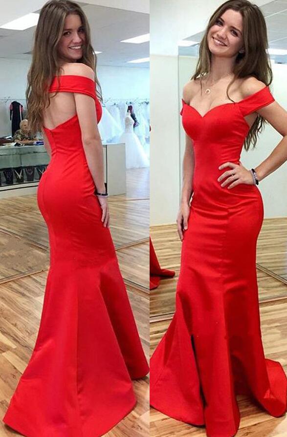 Sexy Prom Dresses , Cheap Prom Dress, Drop Sleeves Red Prom Dresses,Open Back Mermaid Prom Dresses, Sheath Backless Evening Prom Gowns,High Quality Satin Evening Gowns,Party Dress.Cheap Fashion Woman Dresses