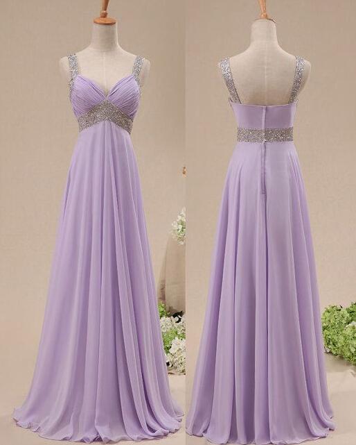 Sexy Lavender Prom Dress, Chiffon Empire Waist Long Prom Dress, Prom Dress, V Neck Pregnant Evening Dresses Prom Gown ,custom Made Graduation
