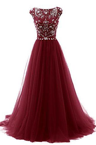 Tulle Prom Dress, Beading Prom Dress,Burgundy Prom Dresses,Wine Red Evening Gowns,Sexy Formal Dresses,Tulle Prom Dresses,Long Evening Gown,Beading Evening Dress