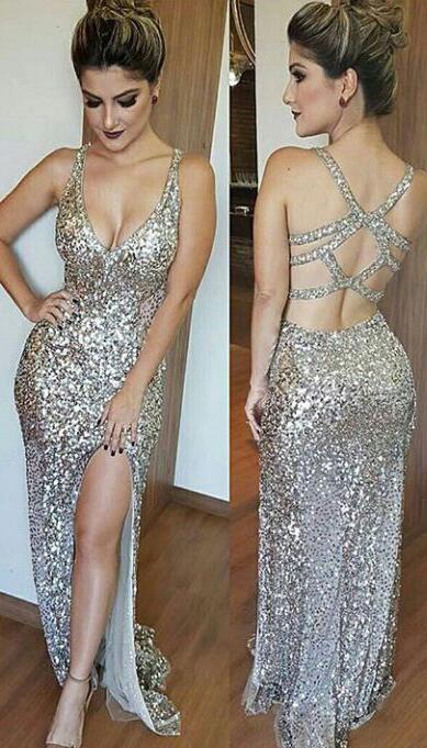 sequin prom dresses with slits