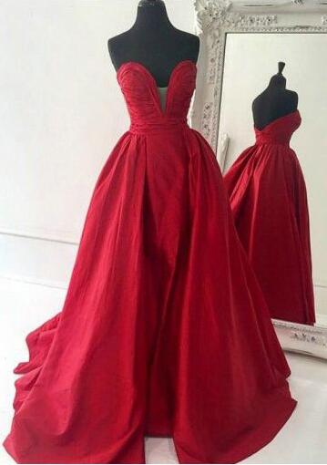 Sweetheart Prom Dresses, Mermaid Prom Dress, Red Prom Dresses,satin Long Prom/ Dresses,red Evening Dress,ball Gown Prom Dresses