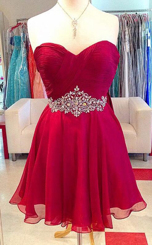Sweetheart Homecoming Dresses,sexy Red Homecoming Dress,chiffon Homecoming Dresses,short Homecoming Dresses,beading Homecoming Dresses,red