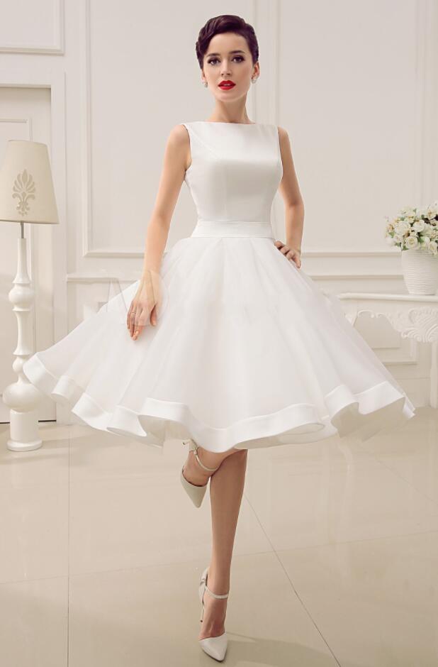 white cocktail wedding dress