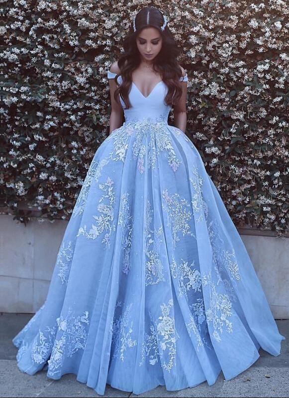 sky blue wedding dress