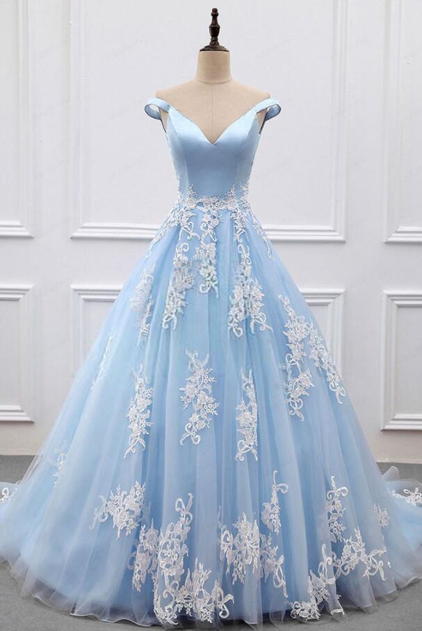 Sexy Off Shoulder Prom Dress,long Prom Dress, Prom Dress,stain Prom Dress,straps Blue Prom Dress,colorful Wedding Dress,blue Wedding Party Dress