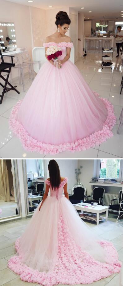 sparkly pink wedding dress