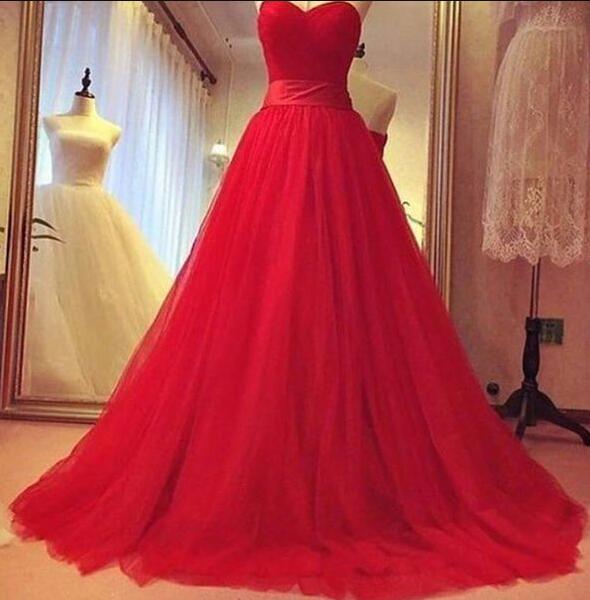 Red Prom Dress,Chiffon Prom Dress,A-line sweetheart Prom Dress,Simple Prom Dress,tulle long prom dress,evening dress,formal gown
