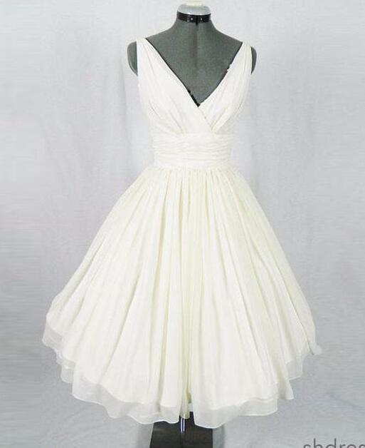Simple V Neck Chiffon Short Prom Dress, Homecoming Dress