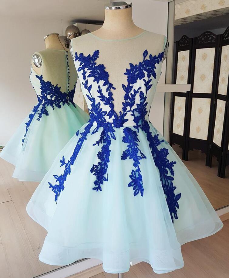 See Through Lace Applique Homecoming Dresses
