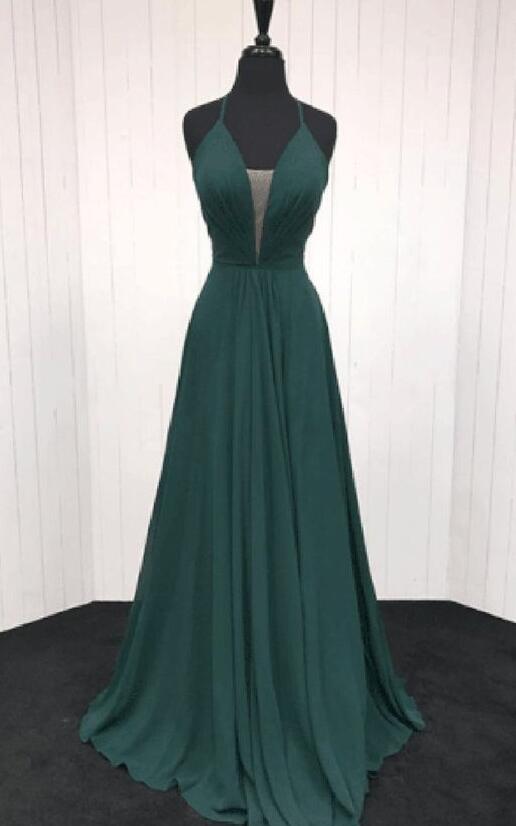 bottle green chiffon dress Chic Cold-shoulder Ruffle Dark Green Chiffon Bridesmaid dresses