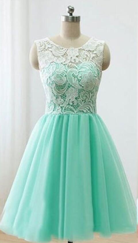 A Lines Round Neck Short Prom Dress