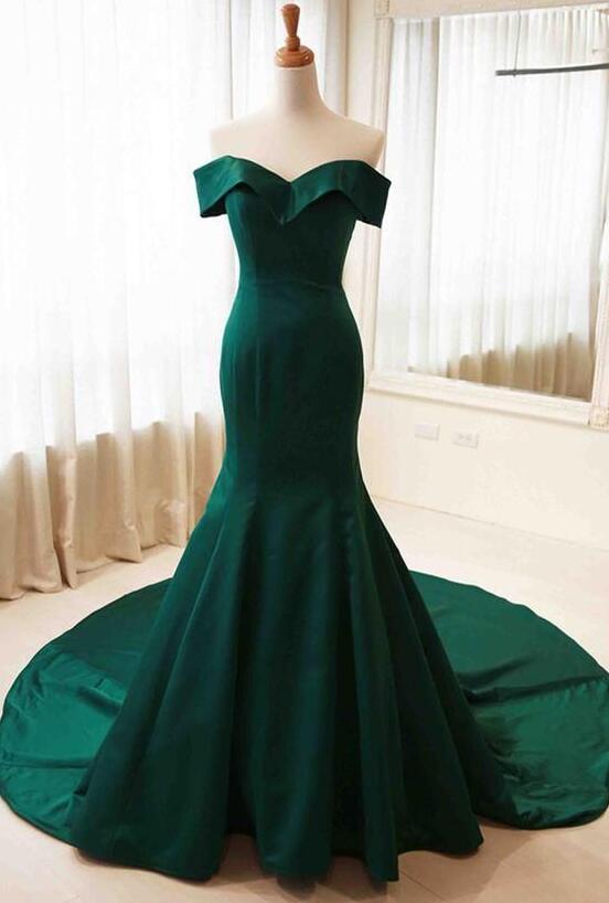 Mermaid Long Green V Neck Prom Gown